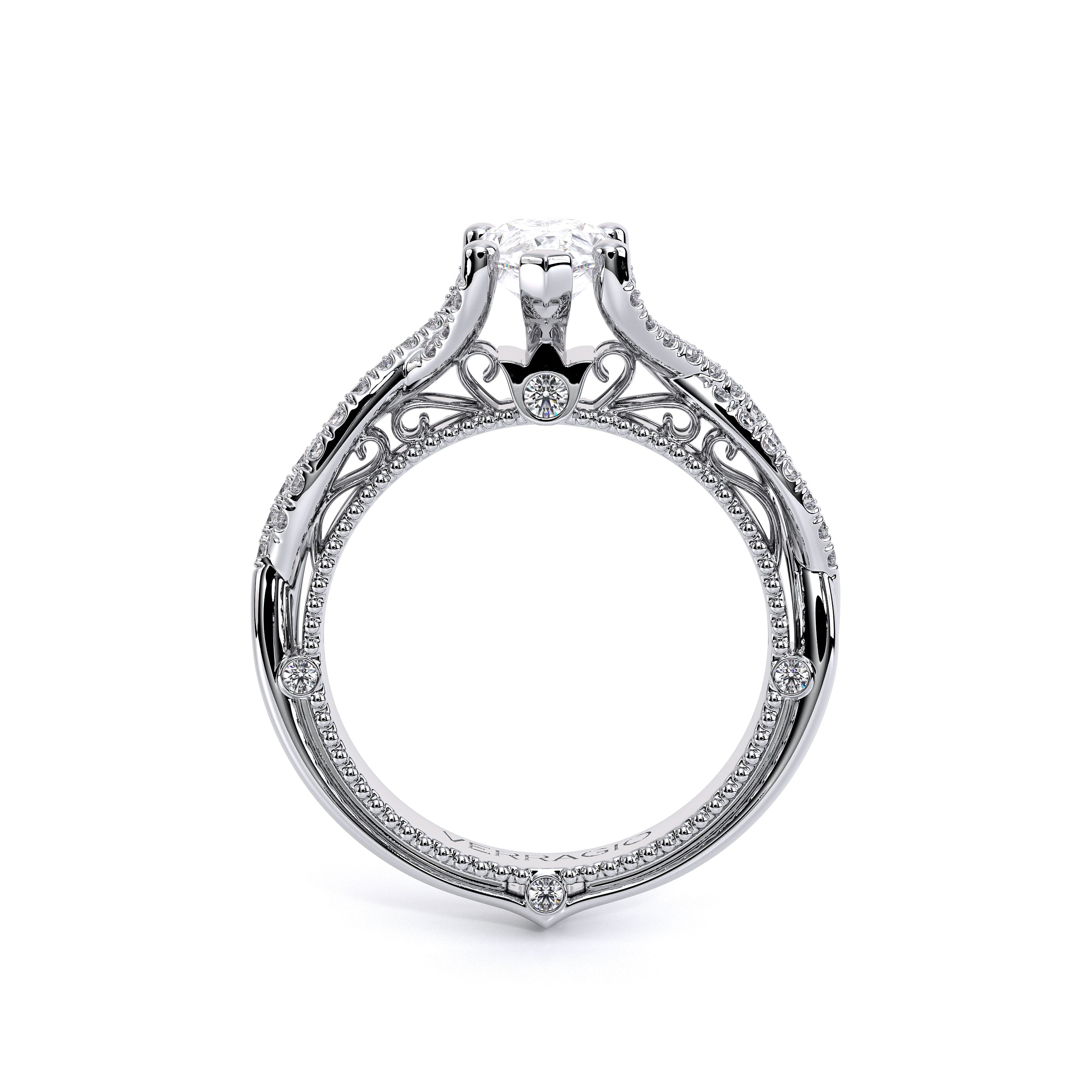 Pear Pavé Platinum Engagement Ring - VEN-5003
