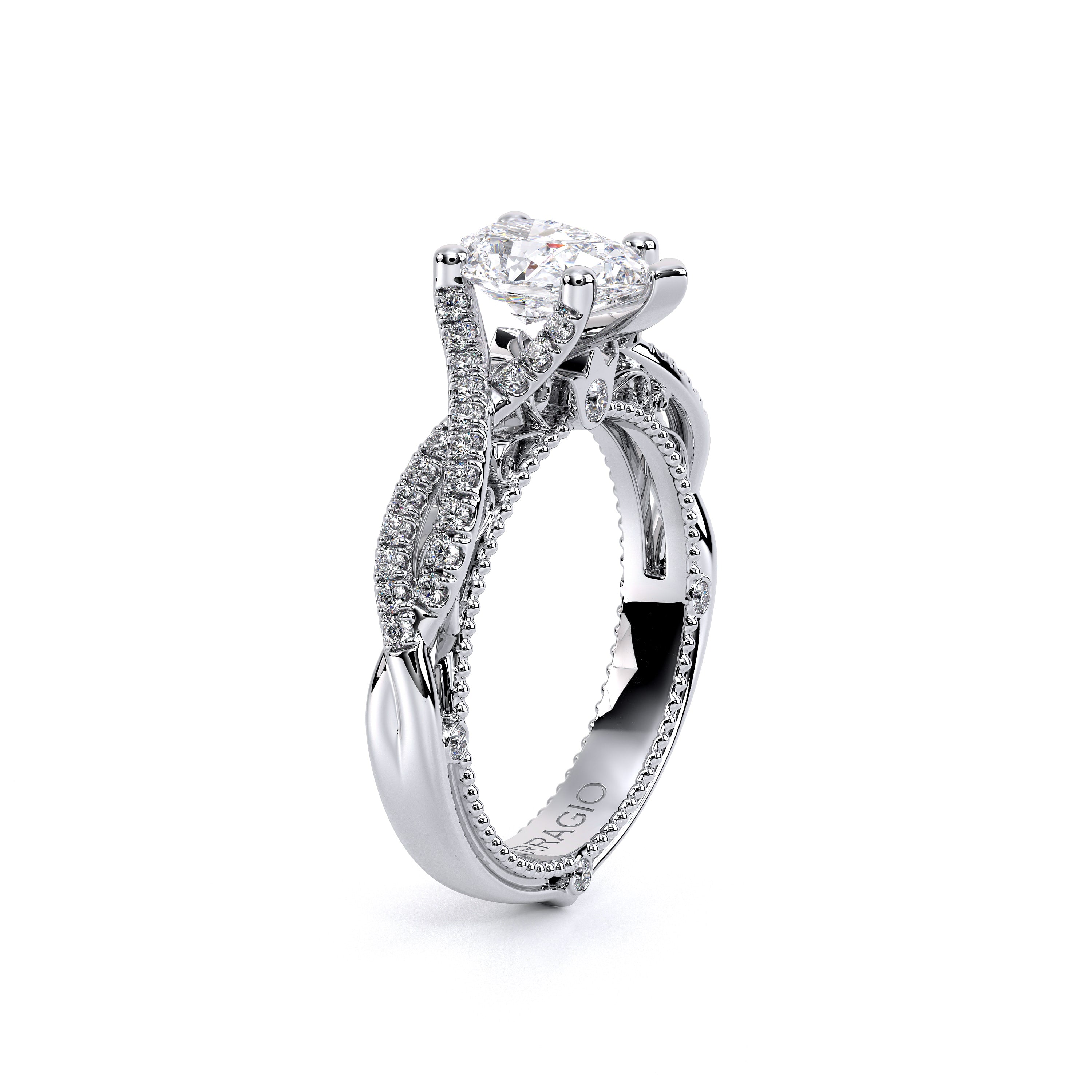 Pear Pavé 18k White Gold Engagement Ring - VEN-5003