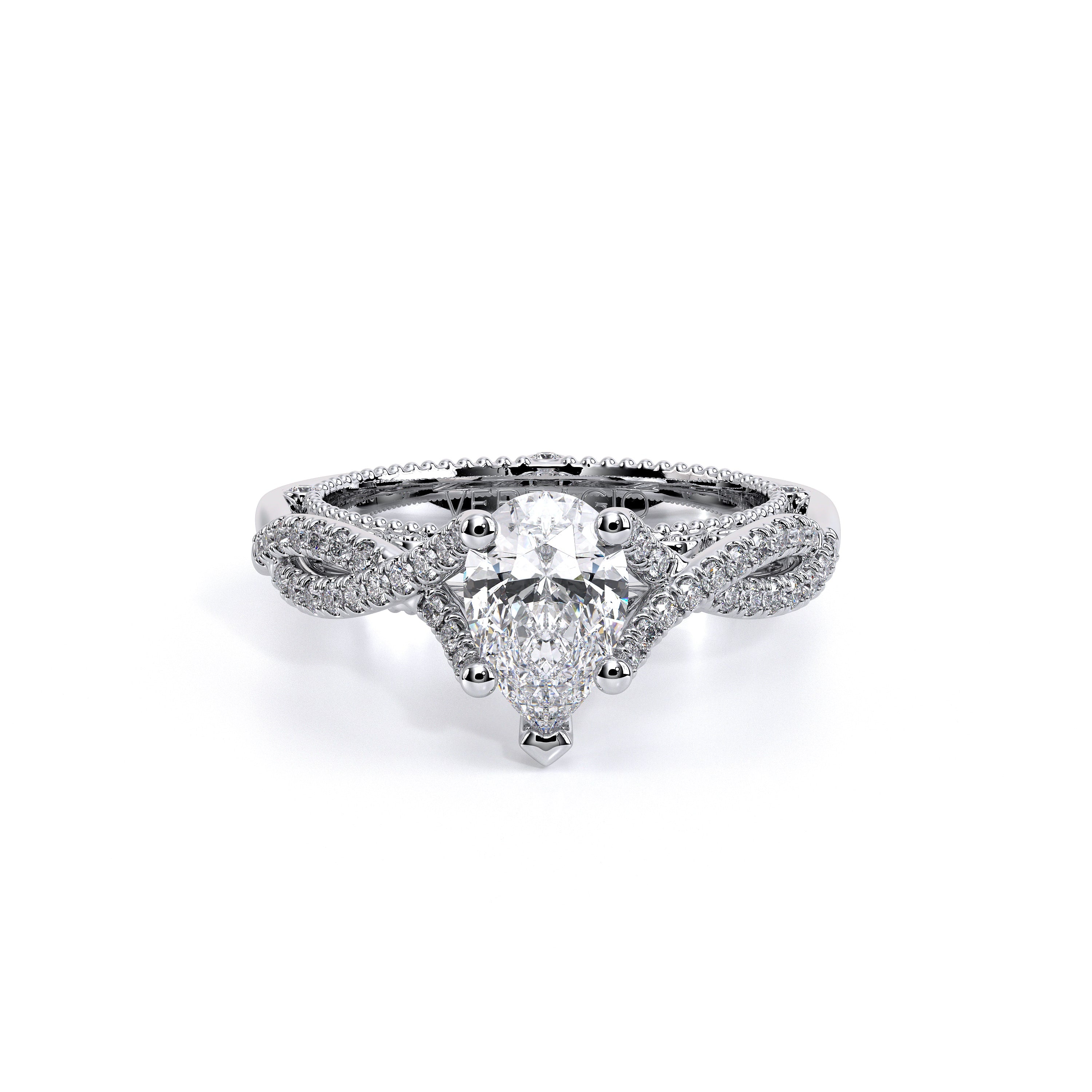Pear Pavé 18k White Gold Engagement Ring - VEN-5003