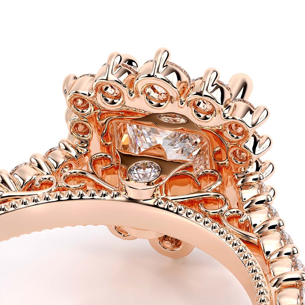 Princess Halo 14k Rose Gold Engagement Ring - VEN-5084