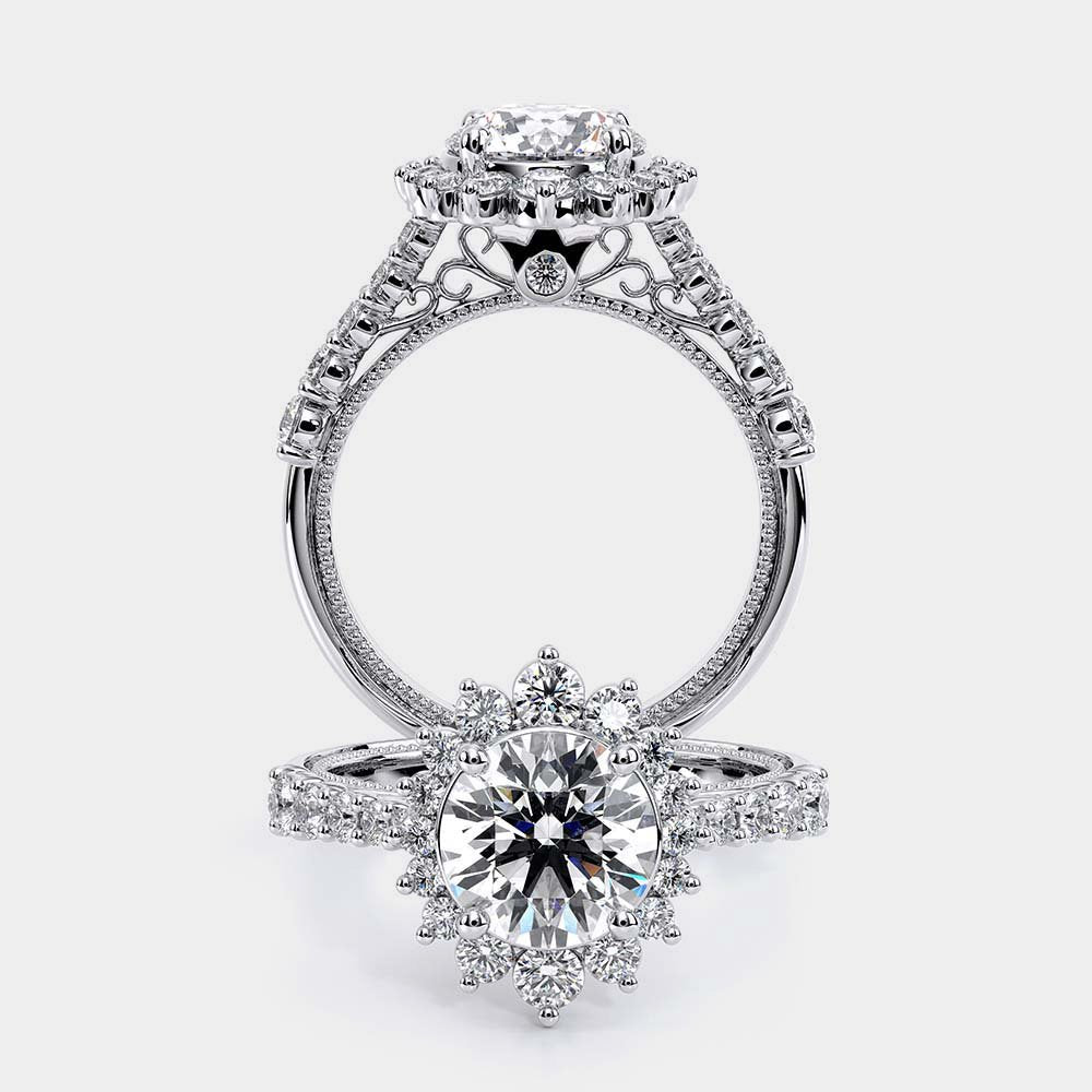 Round Halo Platinum Engagement Ring - VEN-5084