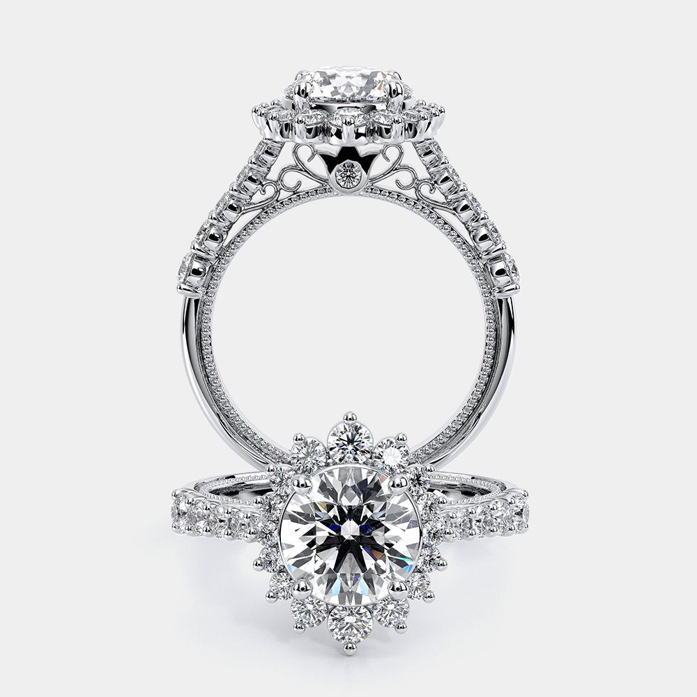 Round Halo 18k White Gold Engagement Ring - VEN-5084