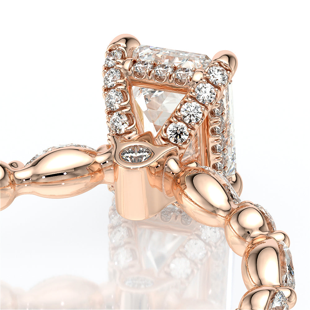 Emerald Side Stone 14k Rose Gold Engagement Ring - VNG-2202