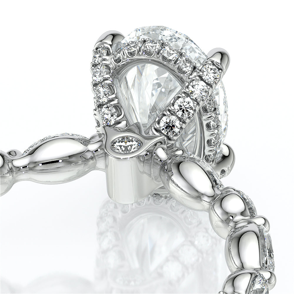 Oval Side Stone Platinum Engagement Ring - VNG-2202