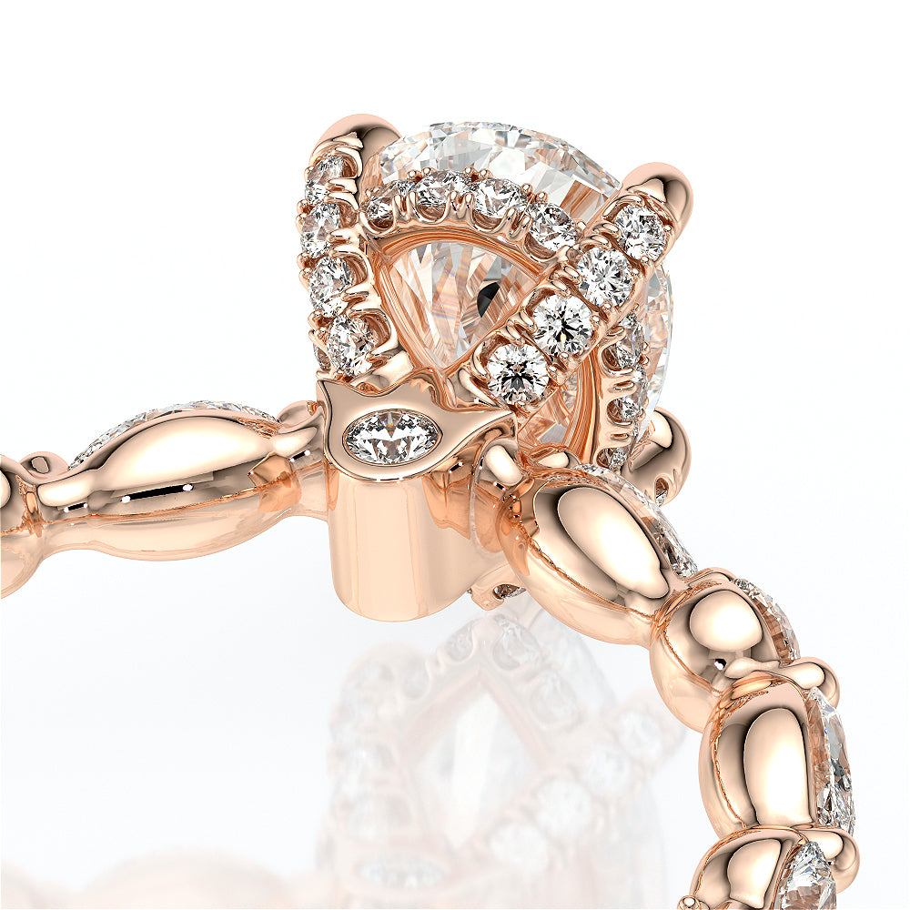Pear Side Stone 18k Rose Gold Engagement Ring - VNG-2202
