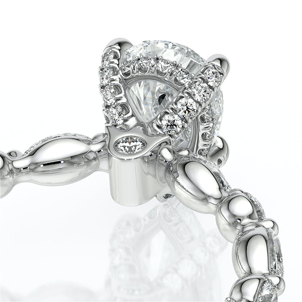 Pear Side Stone 14k White Gold Engagement Ring - VNG-2202