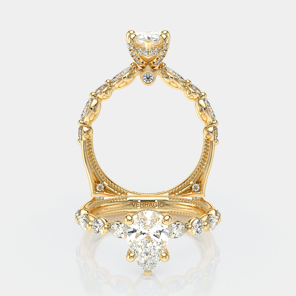 Pear Side Stone 14k Yellow Gold Engagement Ring - VNG-2202