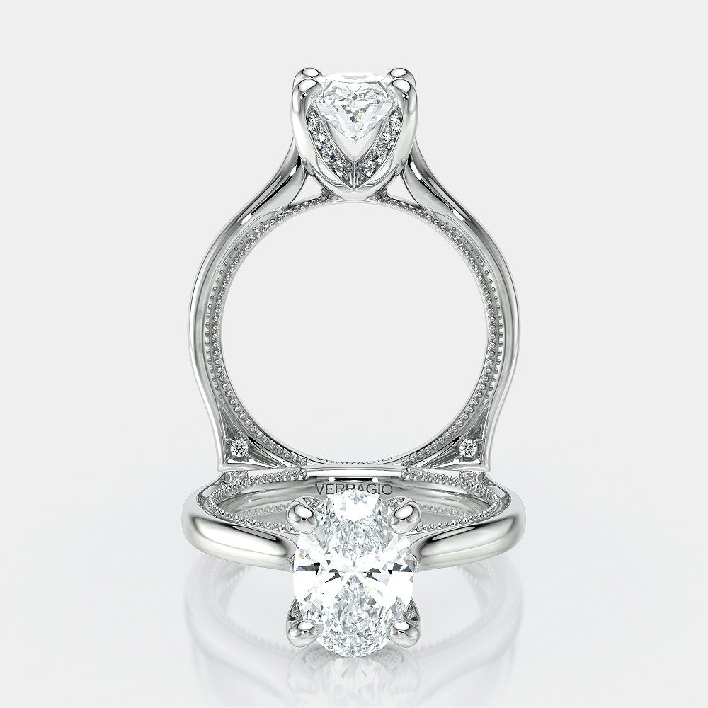 Oval Solitaire 18K White Gold Engagement Ring - VNG-2207