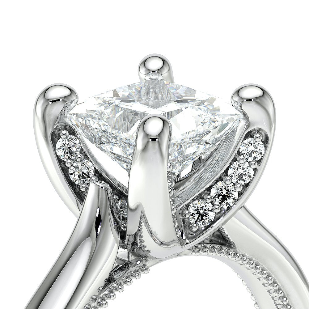 Princess Solitaire 18K White Gold Engagement Ring - VNG-2207