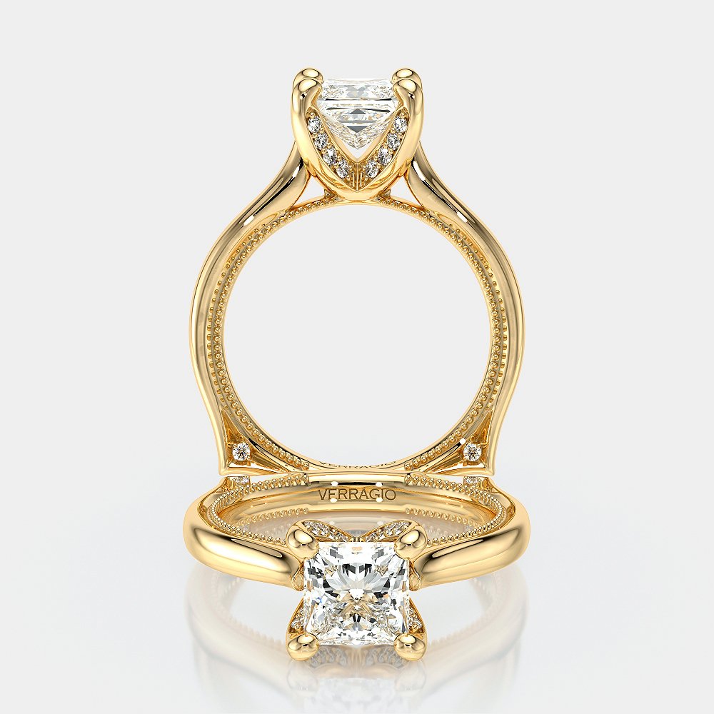Princess Solitaire 18K Yellow Gold Engagement Ring - VNG-2207