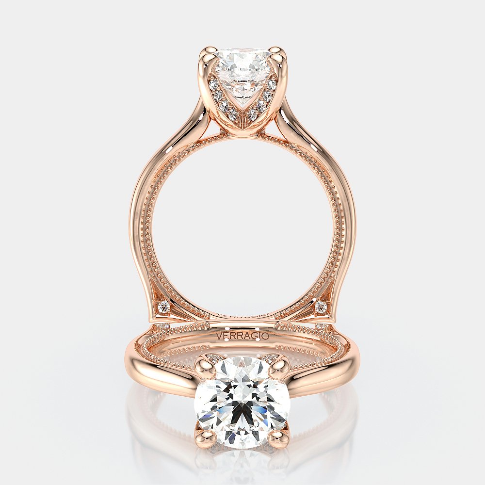 Round Solitaire 14K Rose Gold Engagement Ring - VNG-2207