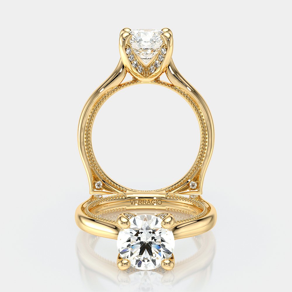 Round Solitaire 18K Yellow Gold Engagement Ring - VNG-2207