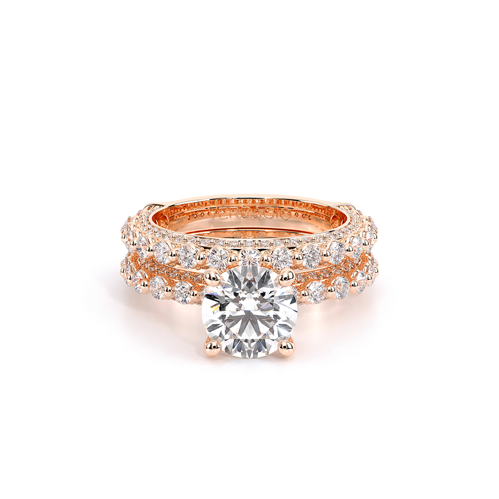 Modern Diamond Wedding Ring 14k Rose Gold - CTR-0488