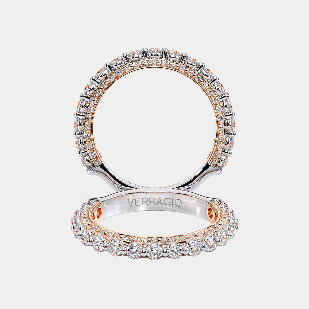 Modern Diamond Wedding Ring 14k White/Rose Gold - CTR-0488