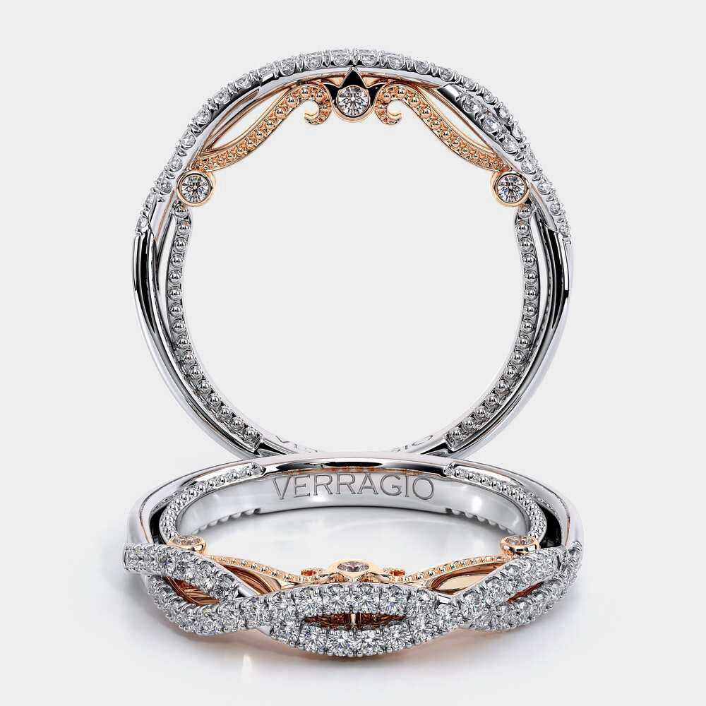 Vintage Diamond Accent Wedding Ring 18k White/Rose Gold - INS-7060