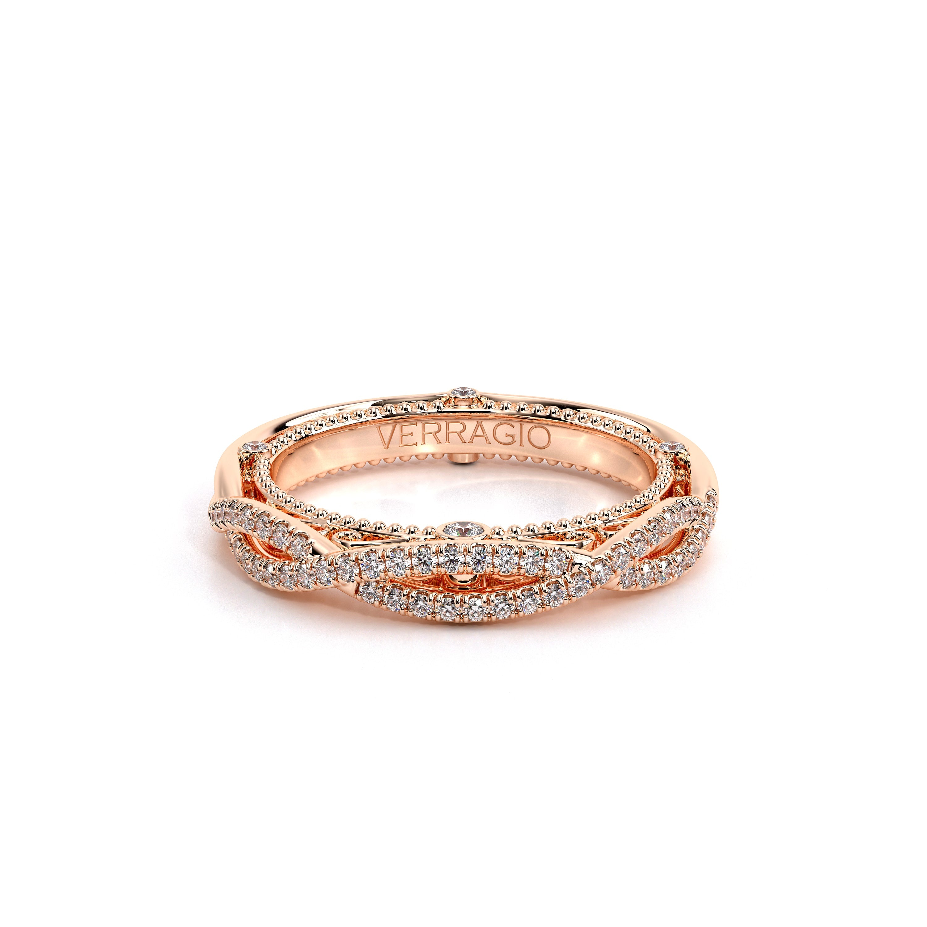 Vintage Twist Diamond Wedding Ring 14k Rose Gold - VEN-5003