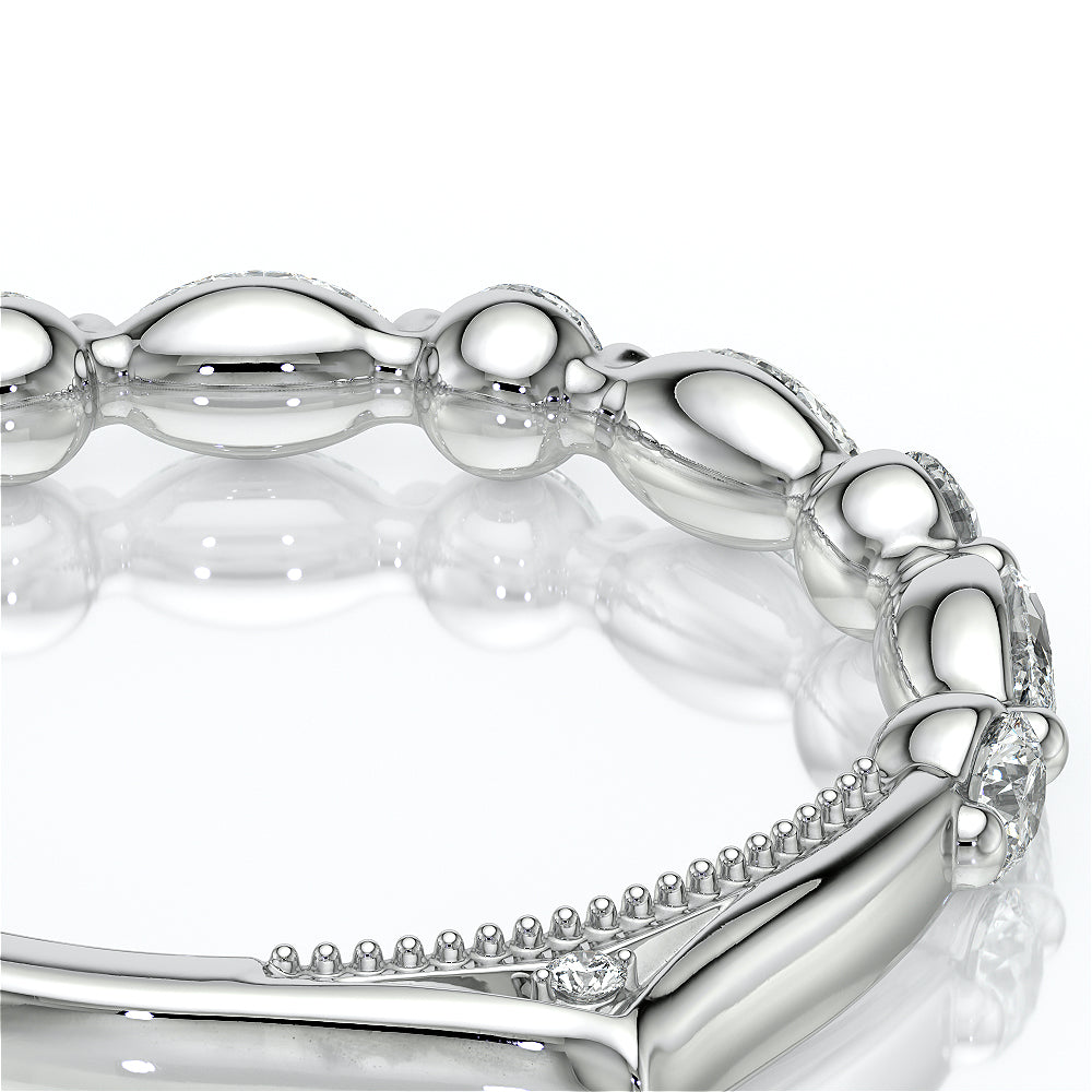 Vintage Diamond Wedding Ring 18k White Gold - VNG-2202