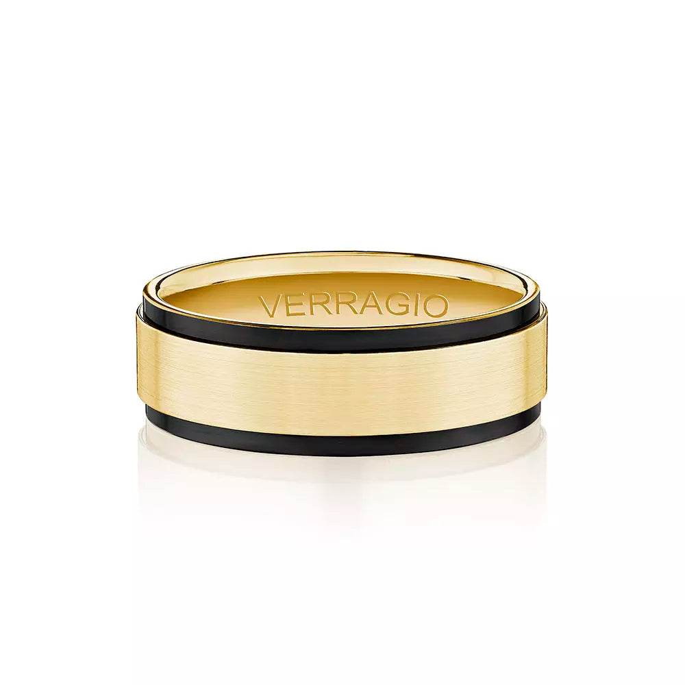 Modern Black Edge Wedding Ring 14k Yellow Gold - VWS-204