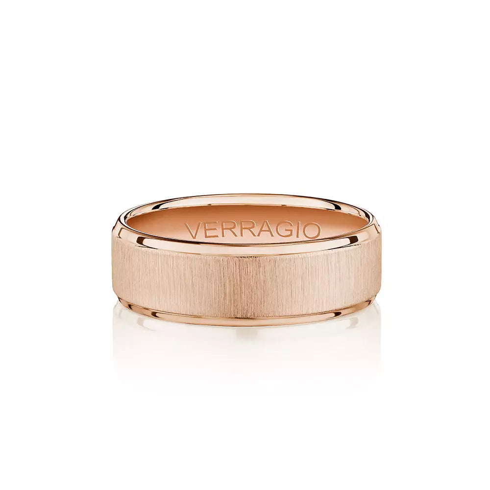 Modern Brushed Wedding Ring 18k Rose Gold - VWS-207
