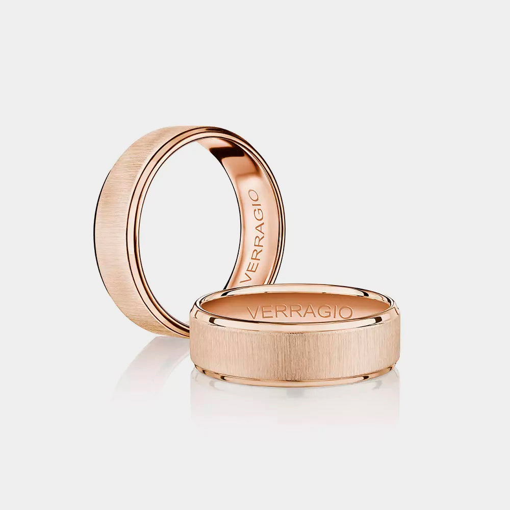 Modern Brushed Wedding Ring 18k Rose Gold - VWS-207