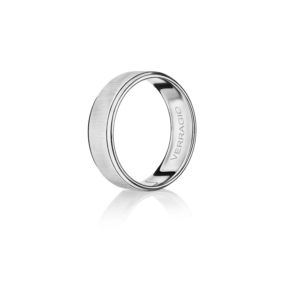 Modern Brushed Wedding Ring 14k White Gold - VWS-207