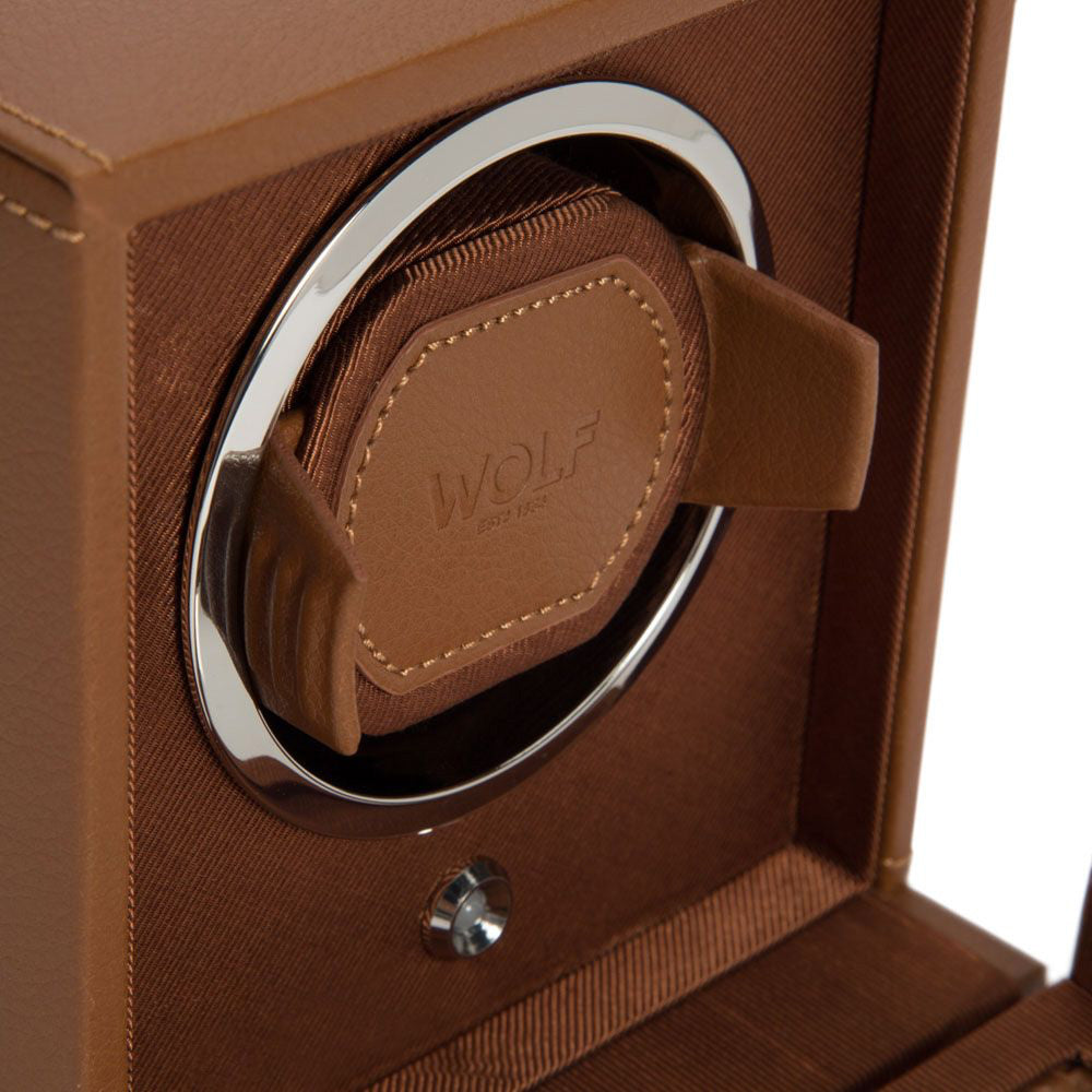 Cub Single Watch Winder - Cognac Vegan Leather