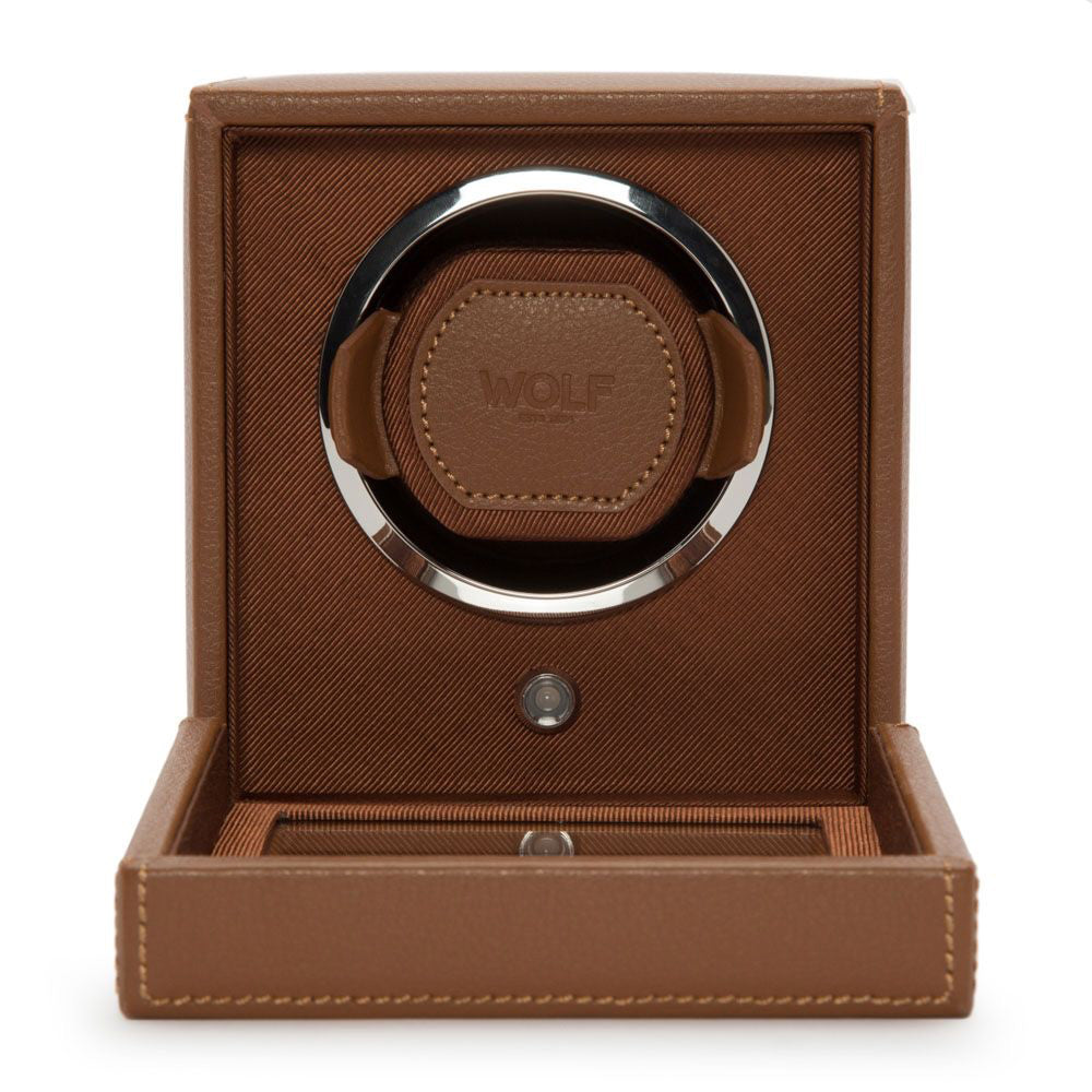 Cub Single Watch Winder - Cognac Vegan Leather