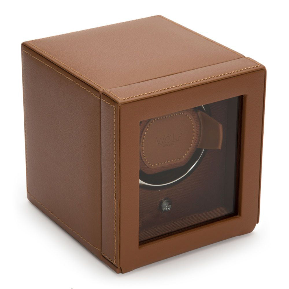 Cub Single Watch Winder - Cognac Vegan Leather