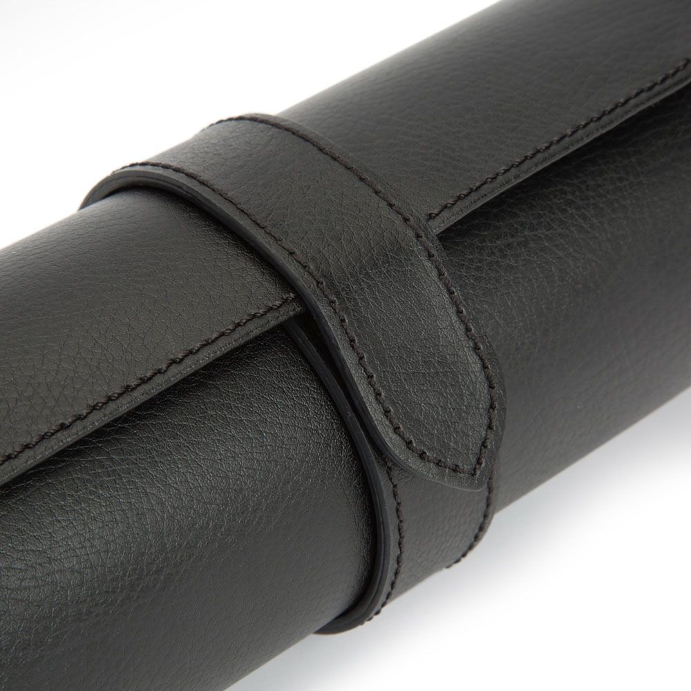 Blake Watch Roll – Black/Grey Leather
