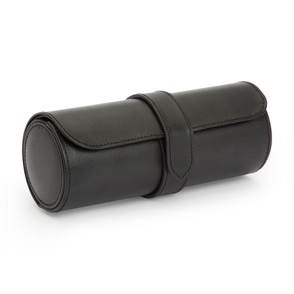 Blake Watch Roll – Black/Grey Leather