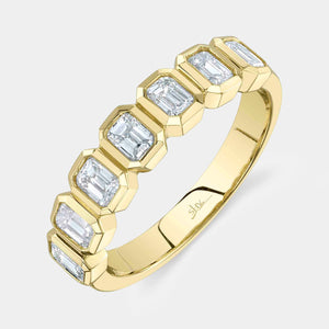 Kate Yellow Gold Bezel Set Emerald Diamond Ring