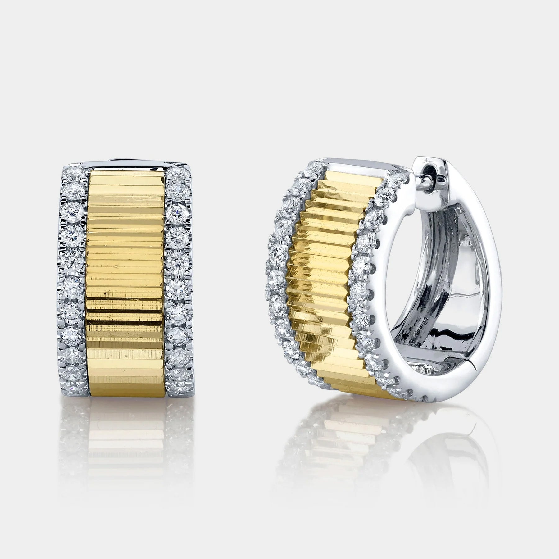 ribbed diamond huggies