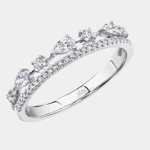 Kate White Gold Double Row Pear & Round Diamond Ring