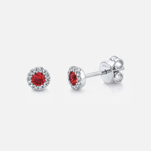 Eden White Gold Ruby and Diamond Stud Earrings