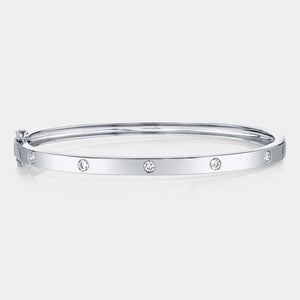 Kate White Gold Bezel Set Diamond Bangle Bracelet