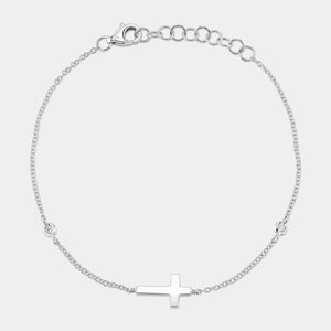 Kate White Gold Cross Charm Bracelet