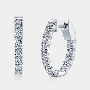 Stella White Gold Oval Diamond Hoop Earrings