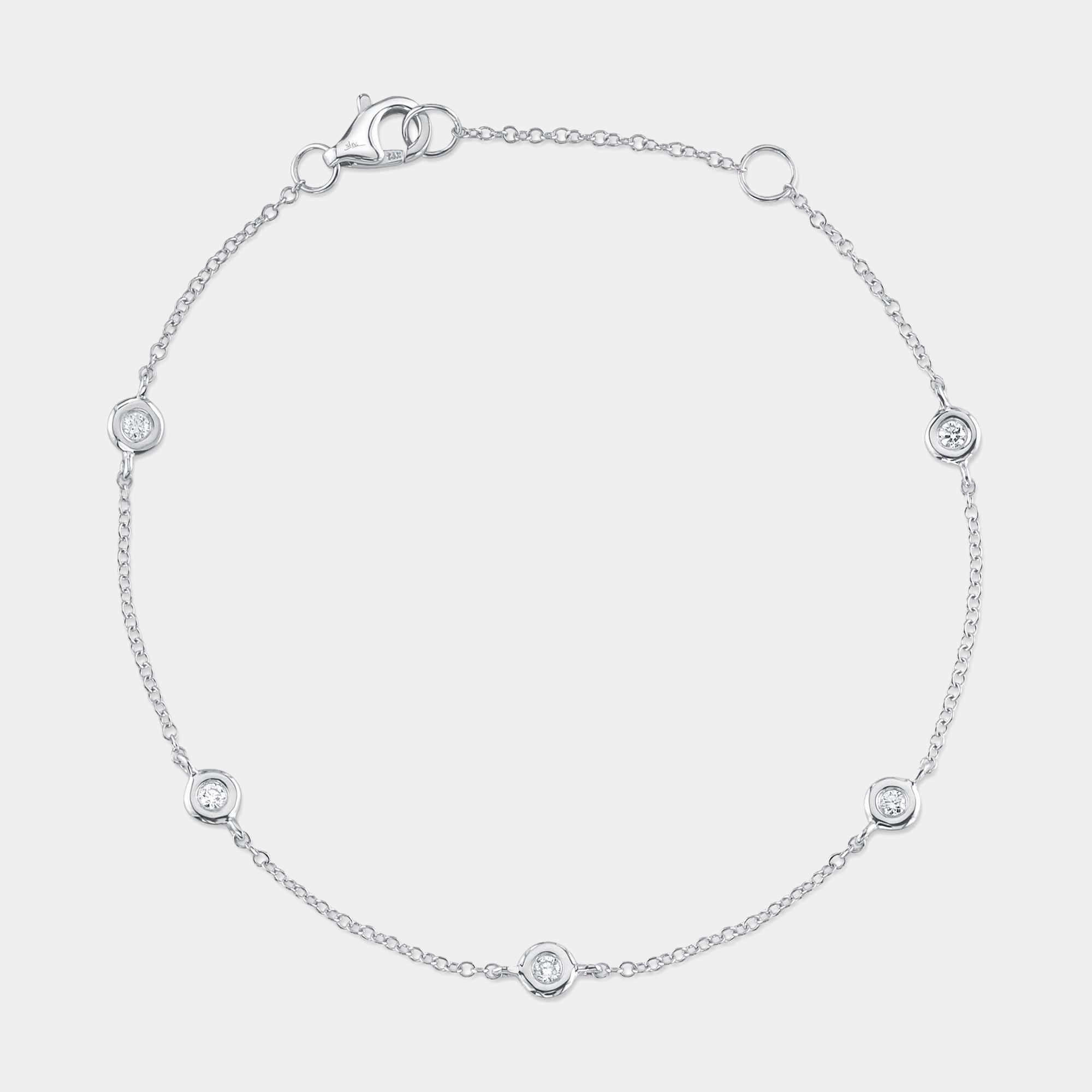 White gold diamond station necklace, front view