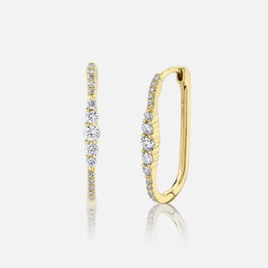 Kate Yellow Gold Diamond Oval Hoop Earrings