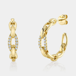 Kate Yellow Gold Diamond Link Hoop Earrings