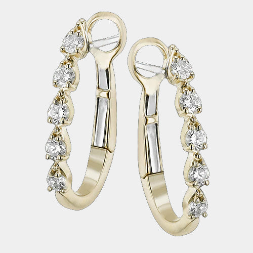18K Yellow Gold Diamond Hoop Earrings