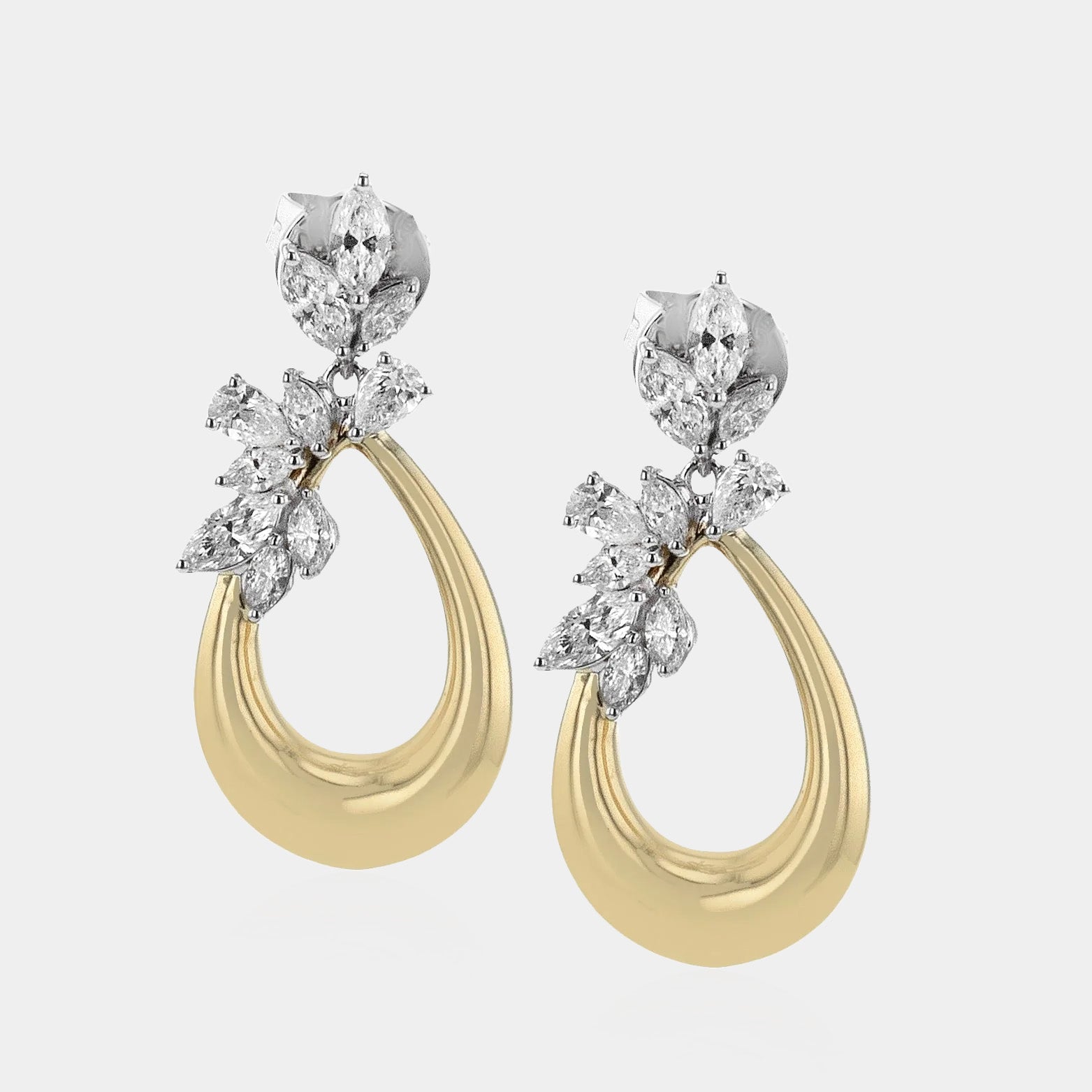 Floral cluster diamond drop earrings