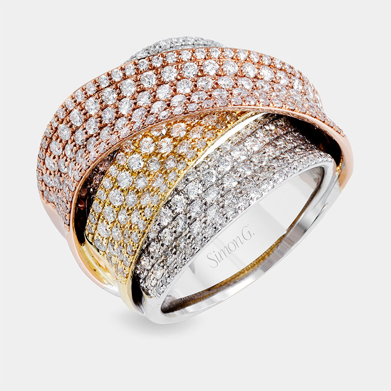 Three-tone gold, diamond fashion ring