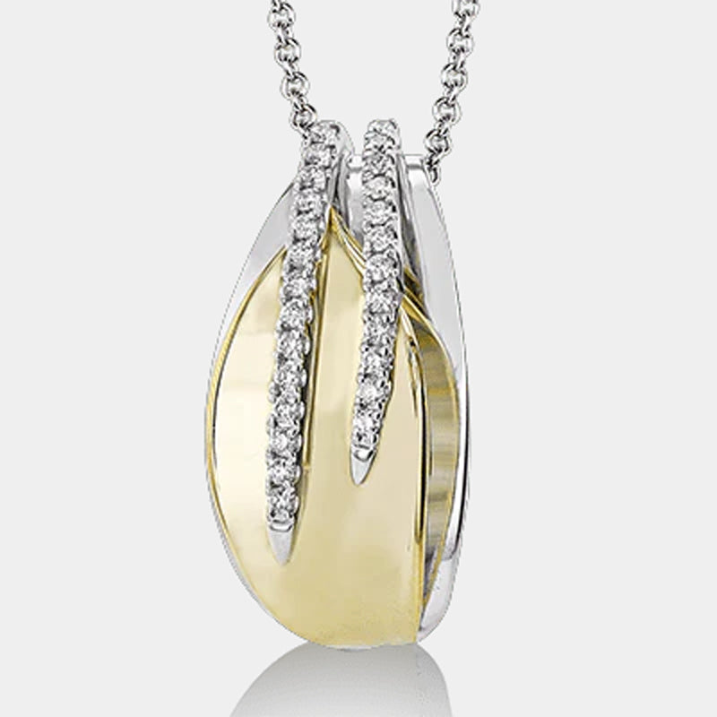 White and yellow gold pendant neklace
