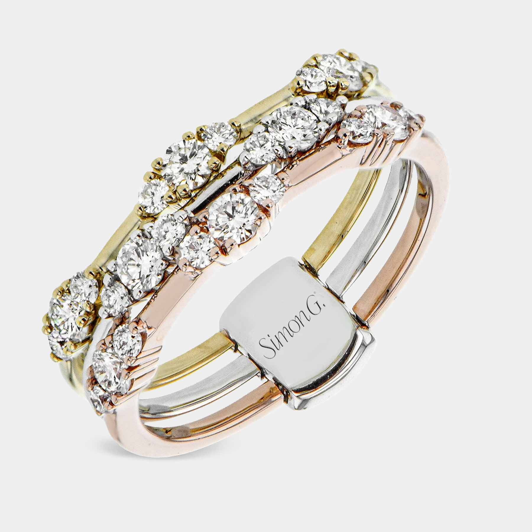 Three-tone Fashion Ring in 18k Gold with Diamonds