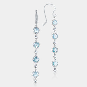 Sterling Silver and Gold Blue Topaz Dangle Earrings