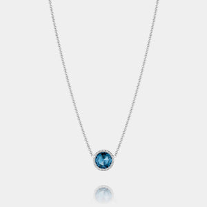 Sterling Silver and Yellow Gold London Blue Topaz Pendant Necklace