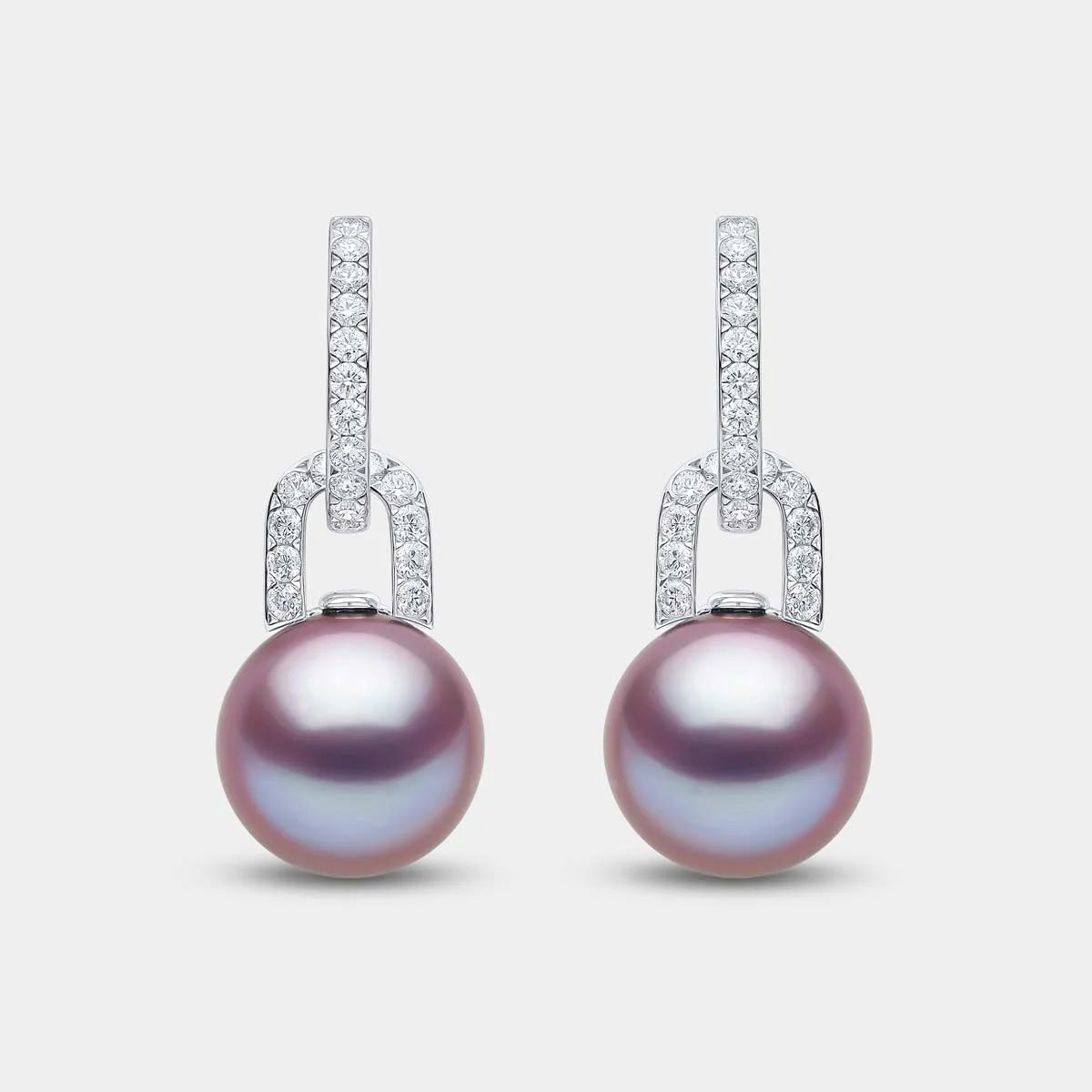 pink pearl and diamond dangle earrings