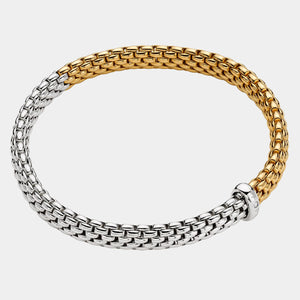 Two Tone Yellow and White Gold Stretch Bracelet