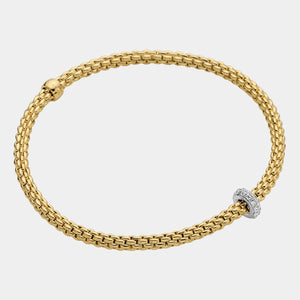 Yellow Gold Flex'it Bracelet with white gold charm